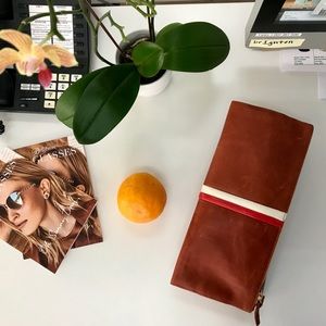 Clare Vivier fold over leather clutch